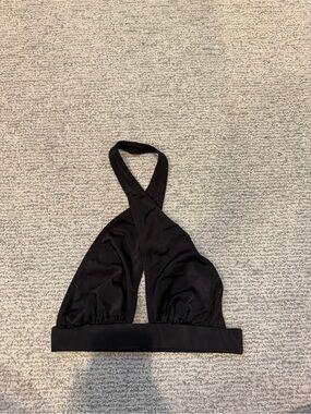 Norma Kamali Black Cross-Back Bathing suit Top. Size Medium.